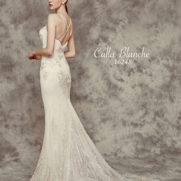 Sweetheart Beaded Calla Blanche Wedding Dress - Picture 2 of 7